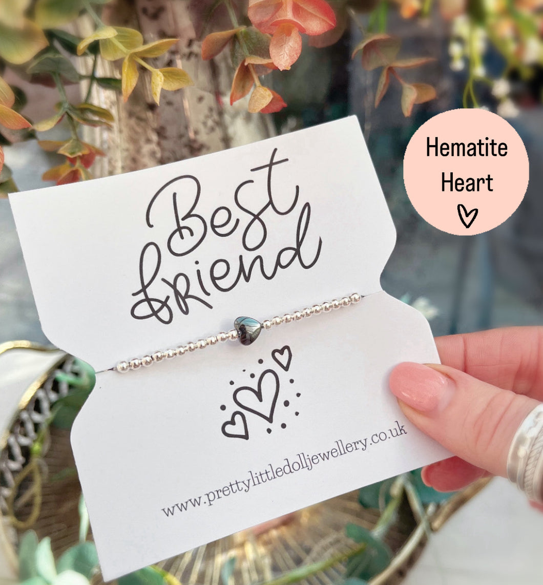 Best Friend - Black Hematite Heart Bracelet