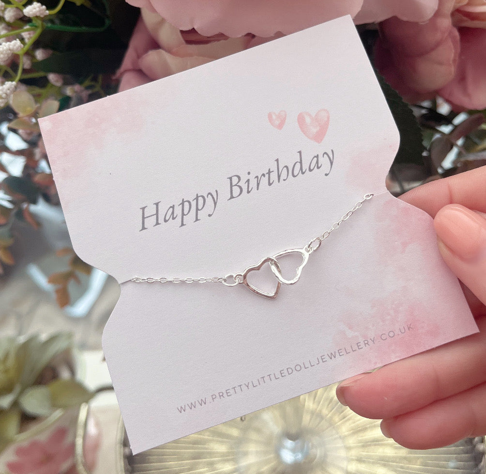 Entwined Heart Chain Birthday Bracelet