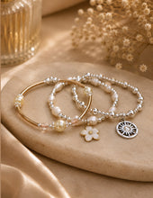 Load image into Gallery viewer, Pearl, Noodle Bangle and Beaded Bracelet set