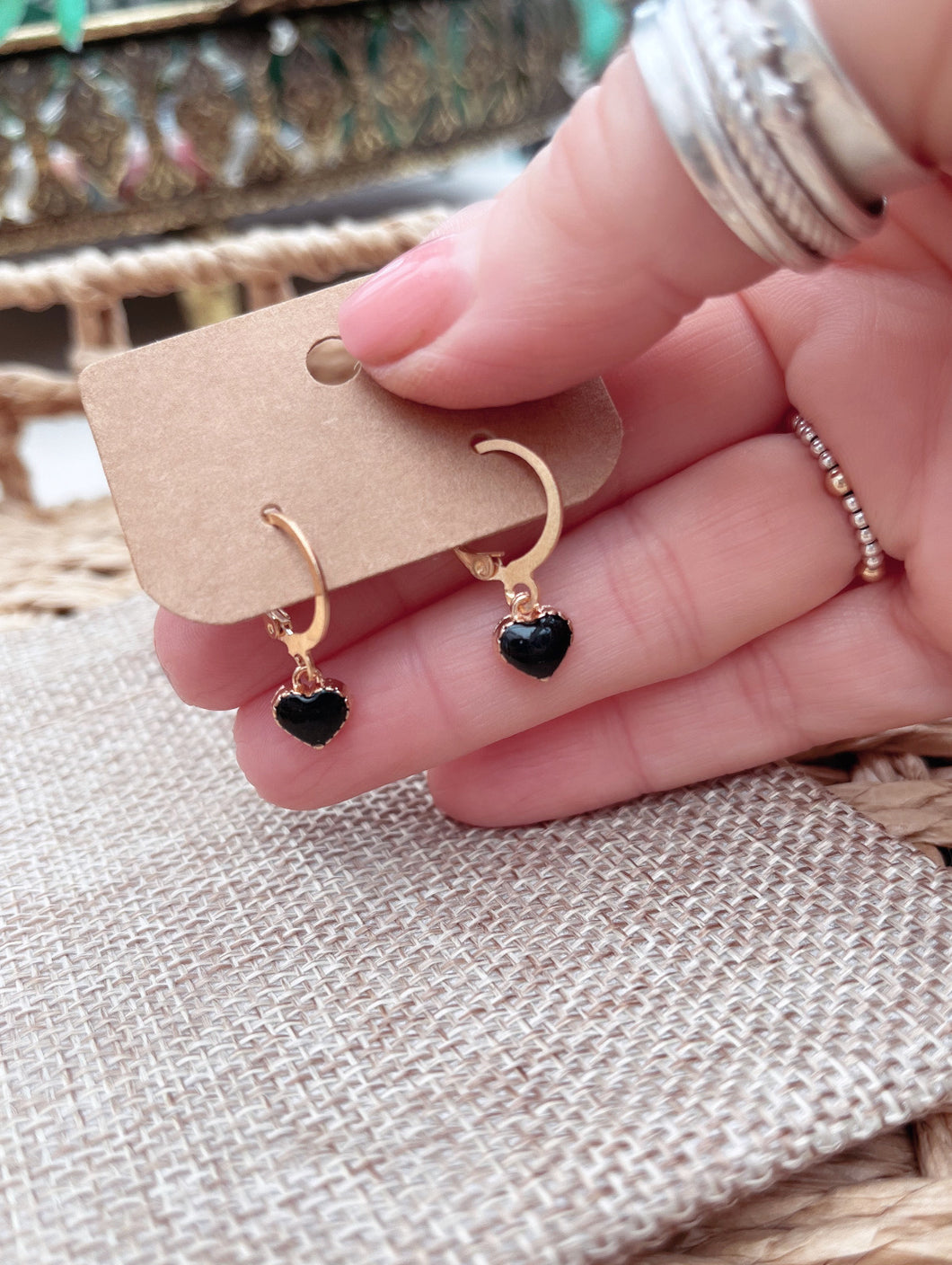 Black Heart Gold Huggies