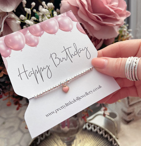 FIVER FRIDAY Happy Birthday Pink Heart Bracelet
