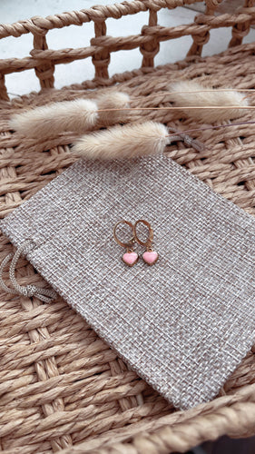 Pink Heart Gold Huggies