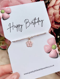 Pink Blossom Happy Birthday Bracelet