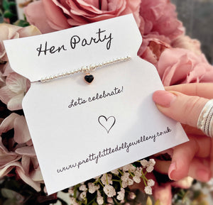 Hen Party - Black Heart Bracelet