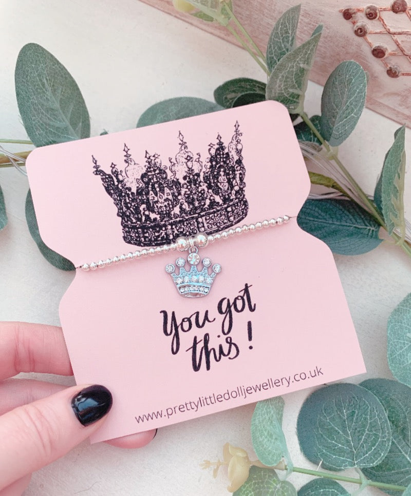You got this ! - Rhinestone Crystal Crown Bracelet