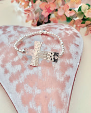 Load image into Gallery viewer, Hammered Large Chunky Cross Stacker Bracelet