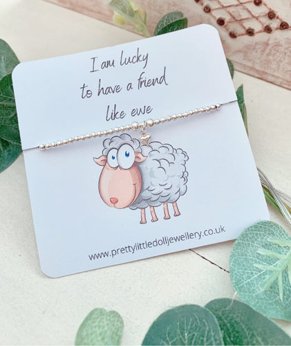 I am lucky to have a friend like ewe - Heart Bracelet