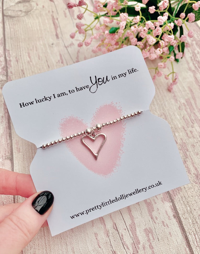How lucky I am - Heart Bracelet